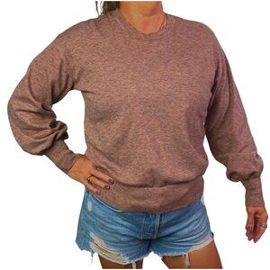 Ella Moss merino wool Womens Medium Heathered Rose Crewneck Pullover Sweater